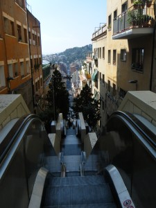 A view from the stop of the series of escalators