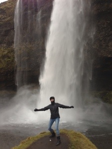 Feeling the powerful force of the waterfall!