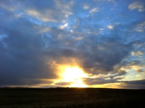 Views of the the sunset on the drive back to Reykjavik