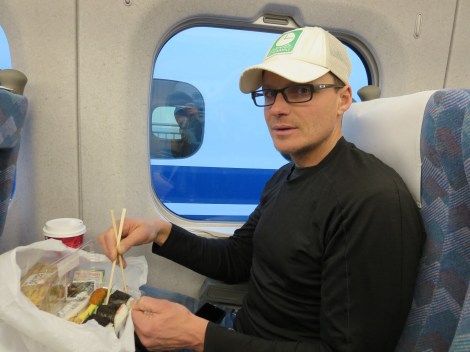 breakfast on train = starbucks + sushi