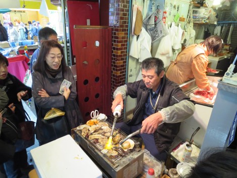 taking a blowtorch to the oysters