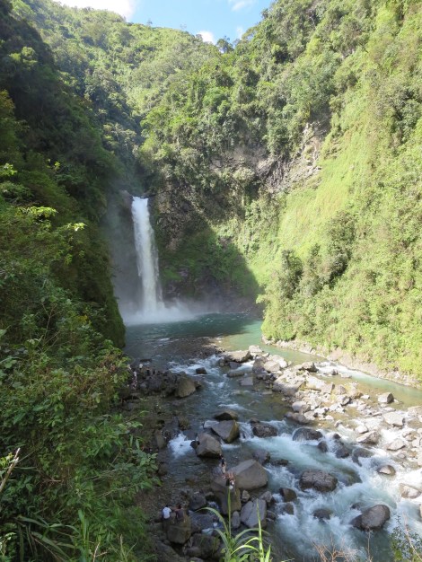 view from the hut overlooking the falls