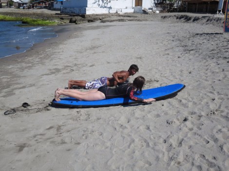 a short lesson on the beach