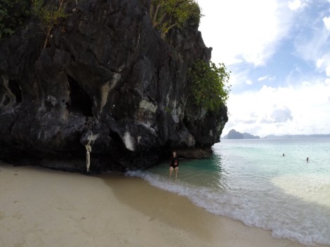 the snorkeling was right off the beach, around this rock