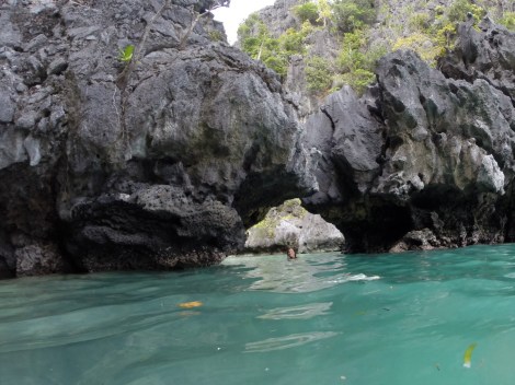 entering the small lagoon