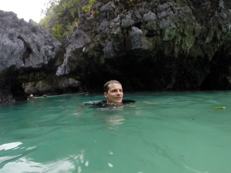 swimming in the small lagoon