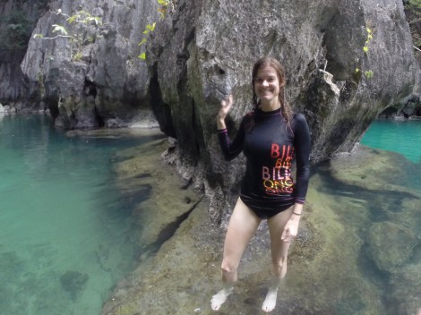 in the back corner of the lagoon, we found a rock we could stand on