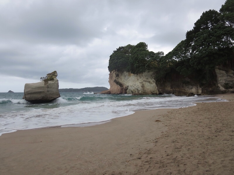 beaches line both sides of cathedral cove