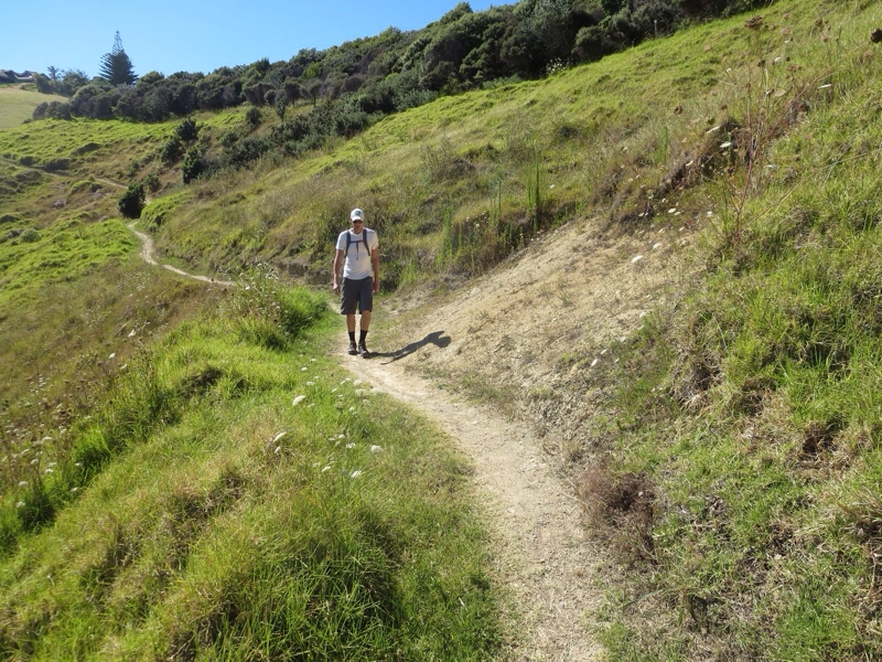 walking along matiatia bay