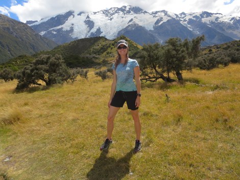 at the start of the hike, windy but warm
