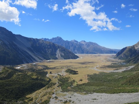 view of the valley below (we can see our campsite down there)
