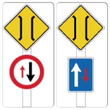 one-way bridge signs