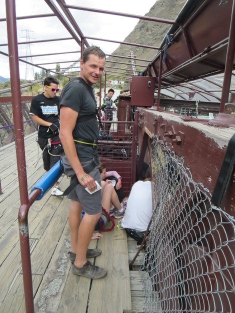 on the bridge, getting set up to bunny!