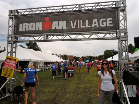 at ironman village for athlete check-in