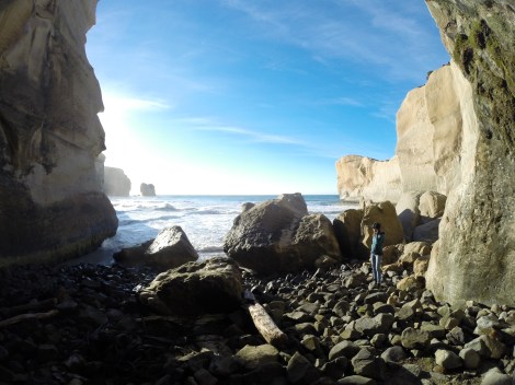 on the secluded beach