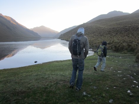 walking along the lake