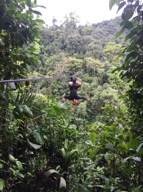 jay ziplining upside down...AKA butterfly style