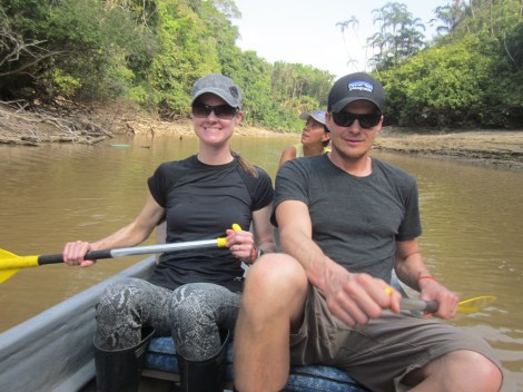 rowing down the river to the hiking spot